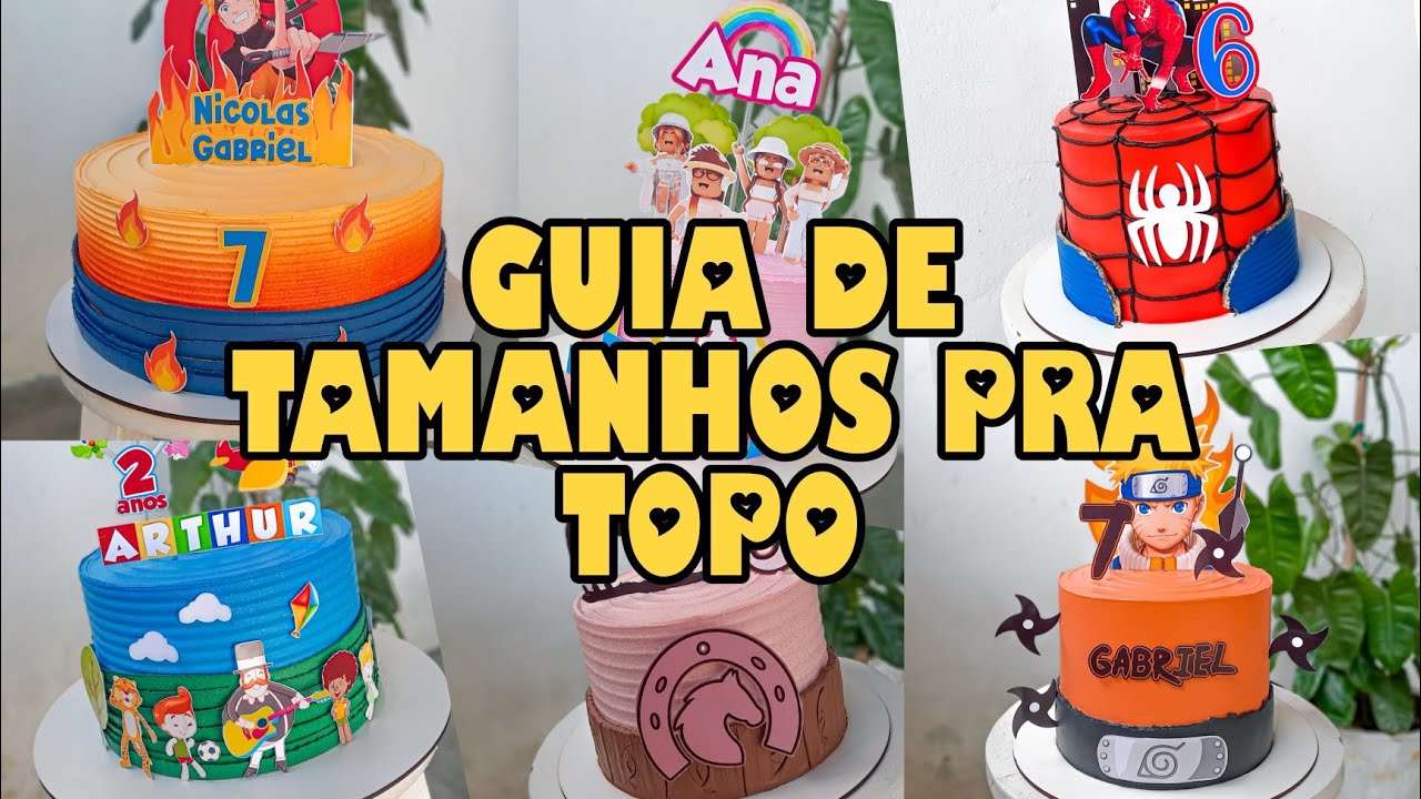 A MEDIDA CERTA DO TOPO PARA CADA TAMANHO DE BOLO