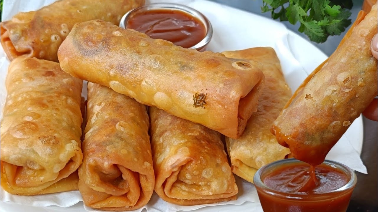 वेज स्प्रिंग रोल्स, घर की शीट से बने । Veg Spring Rolls with Homemade Sheets । Vegetable Spring Roll