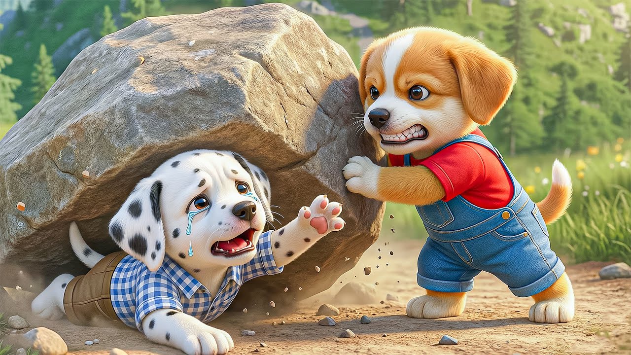 Baby Pubby’s Heroic Rescue 🐾💥 He Lifts a Giant Boulder to Save His Trapped Friend! 😭❤️Heartwarming