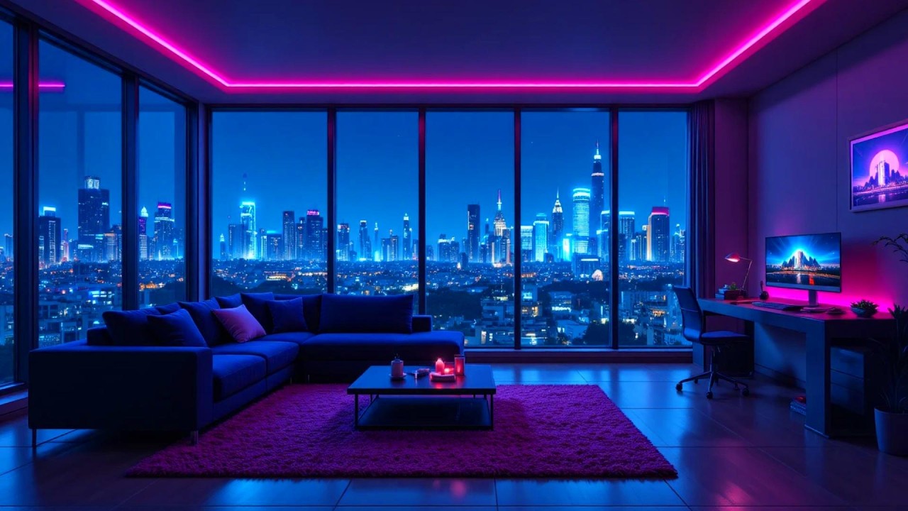 Late Night Neon Rain Ambience ☔ Lofi Hip Hop for Study, Work, Sleep & Relaxed Gaming