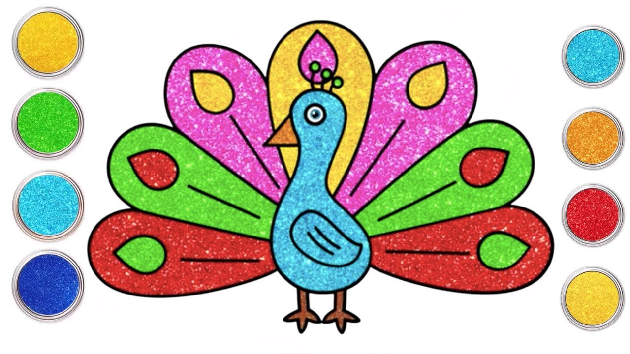 Como Desenhar um Pav&atilde;o Colorido com Glitter | Aprenda a desenhar | Arte f&aacute;cil | Chiki Art Brasil