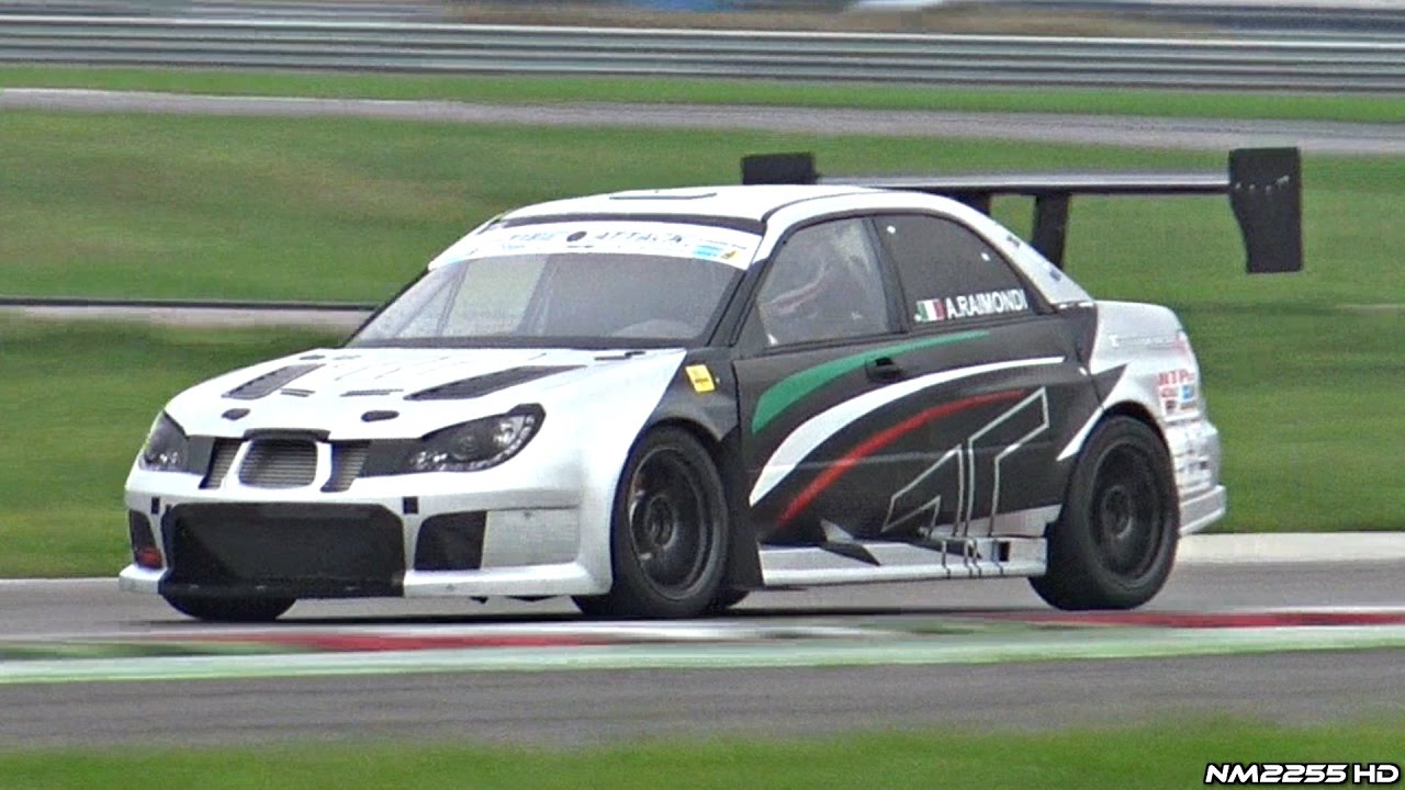 Subaru Impreza STi Time Attack Car @ Track! - LOUD Backfires & Flames!