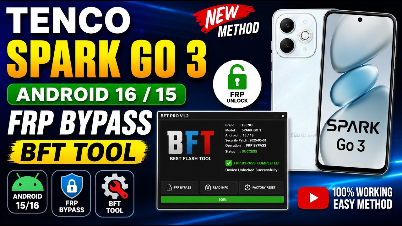 Tecno Spark Go 3 FRP Bypass Android 16 & 15 | BFT Tool 100% Working | Easy Free Tool Method