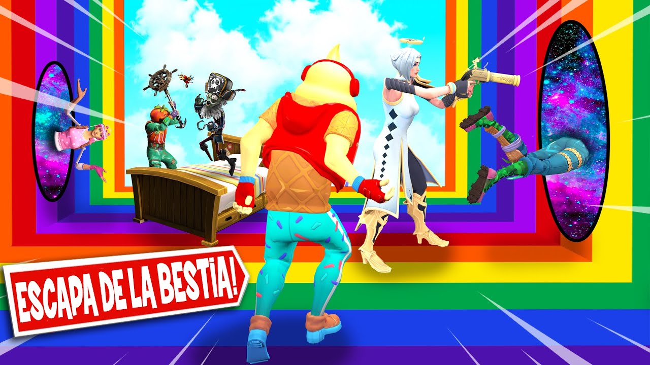 *ESCAPA DE LA BESTIA* FORTNITE PORTALES TROLL - HIDE AND SEEK