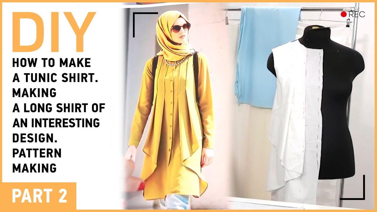DIY: How to make a tunic dress. Making a shirt dress of an interesting design. Pattern making.