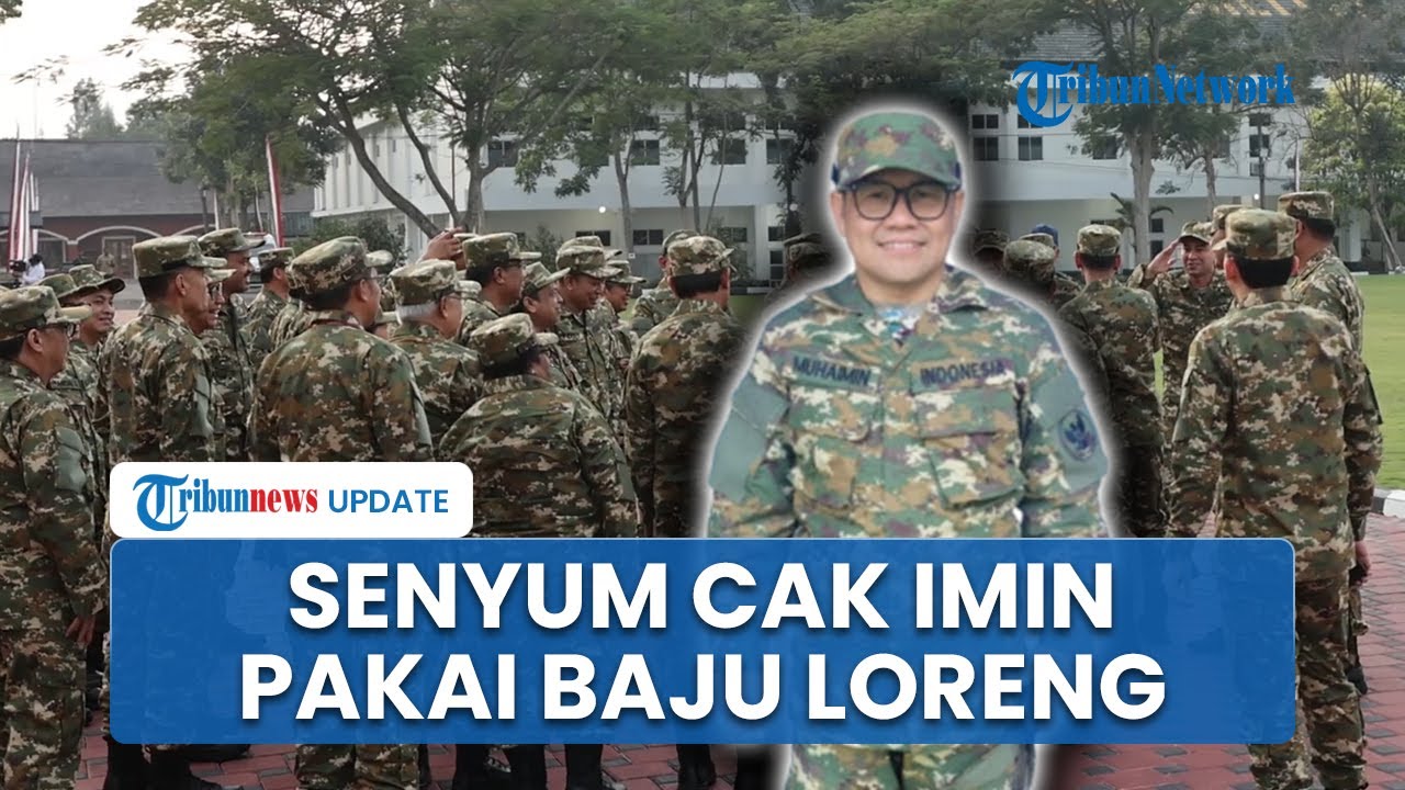 Penampilan Cak Imin Pakai Seragam Loreng saat Pembekalan di Akmil, Ambil Posisi Siap di Depan Tenda