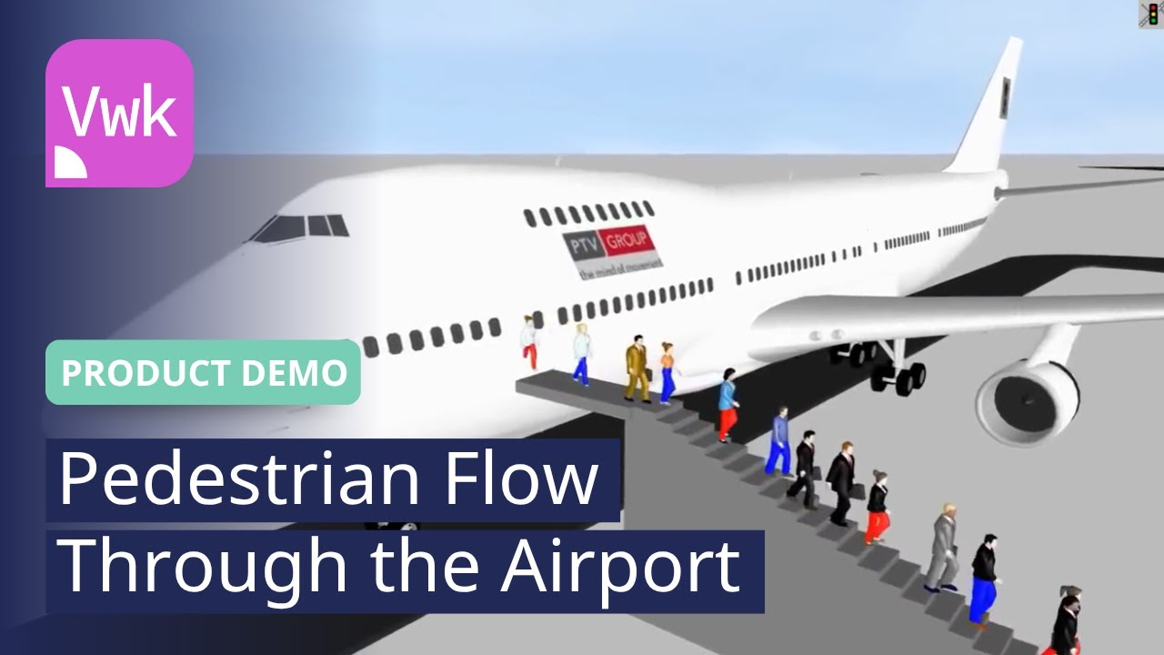 Pedestrian Flow Through the Airport | PTV Viswalk | Product Demo