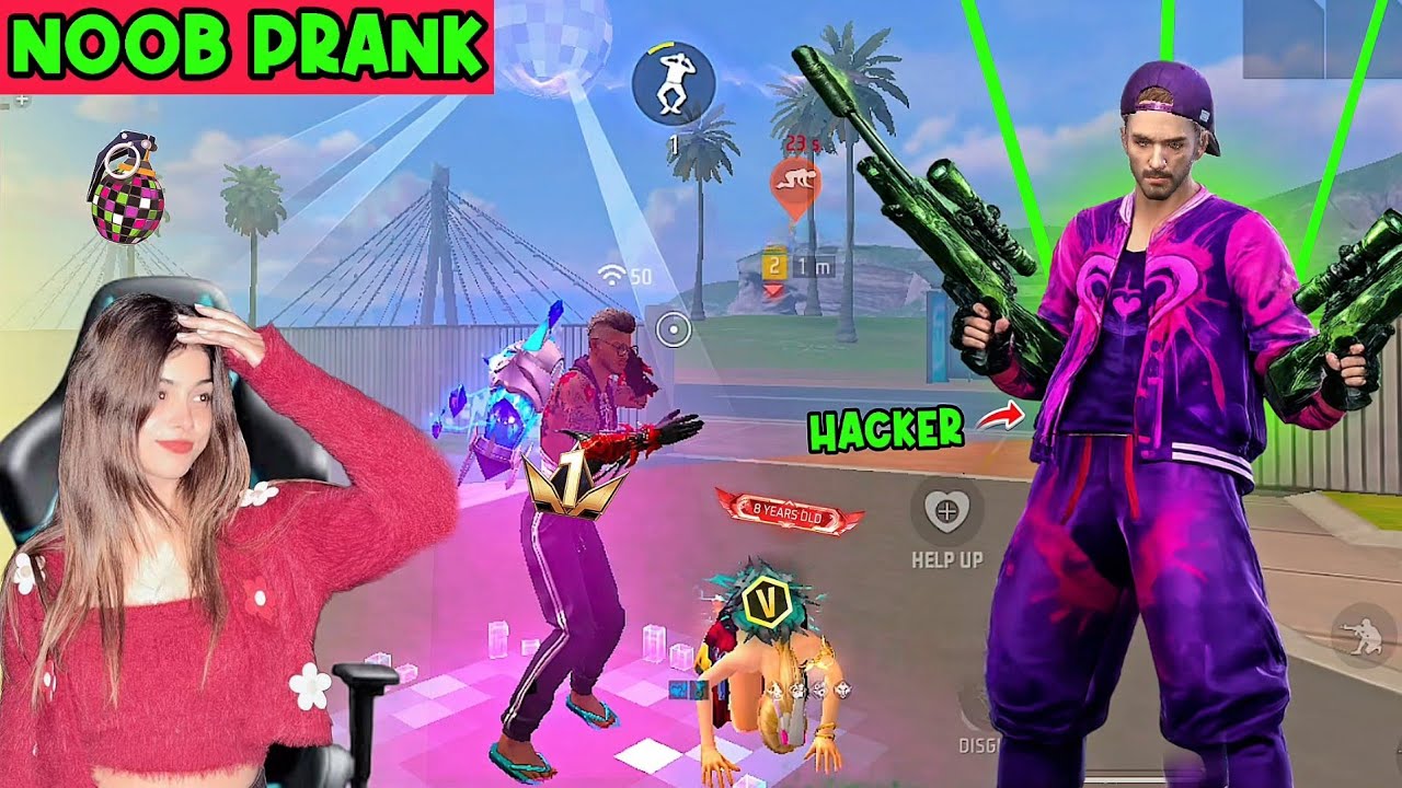 PRANK With V BADGE Cute Girl 😍 लेकिन सामने HACKER आ गया 😭 CS - RANK Noob Prank 😂- Garena Free Fire 🔥