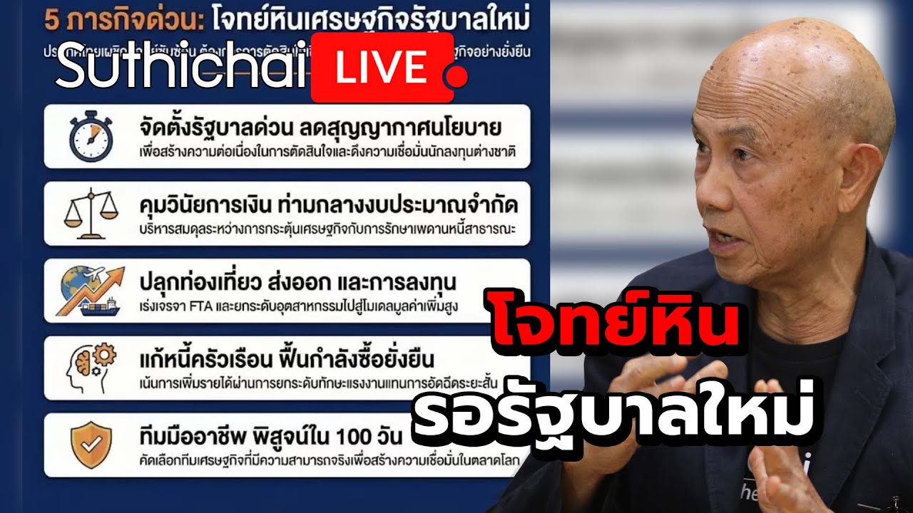 โจทย์หินรอรัฐบาลใหม่ Suthichai Live 10-2-2569