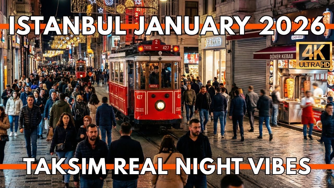 Istanbul Turkey 2026 4K Night Walk | Istiklal Street Crowd, Lights & Taksim Square Vibes