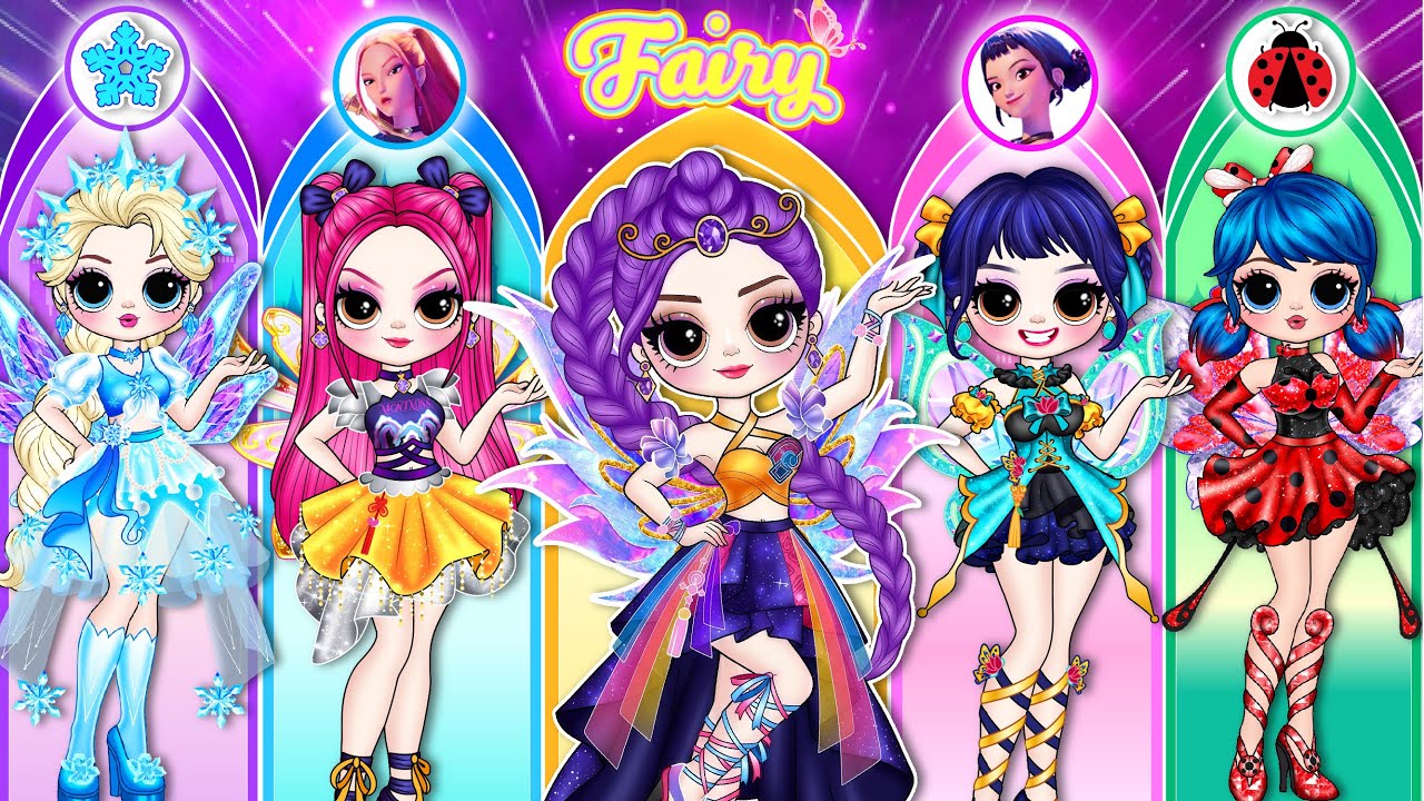 Охотники на демонов в стиле K-Pop: Руми, Мира и Зои превращаются в модных фей | Бумажные куклы св...