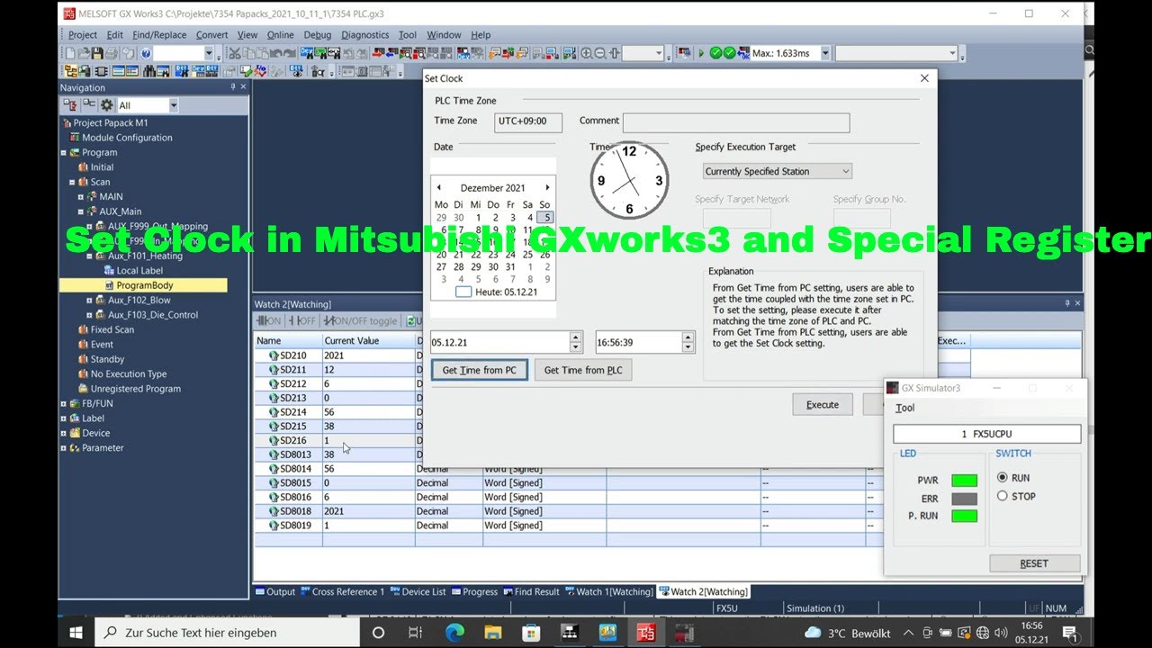 FX5U Clock Special Register and Clock Setting Mitsubishi Melsec