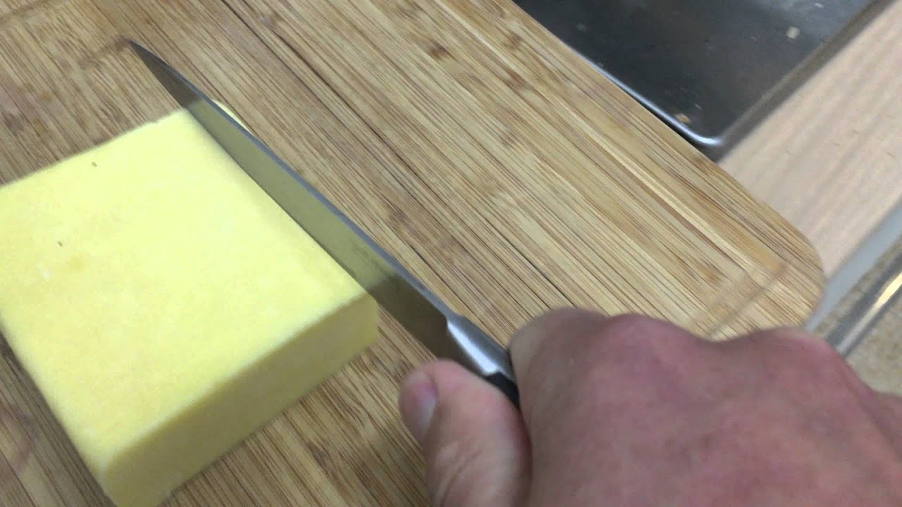 Making chainsaw noises while cutting cheese