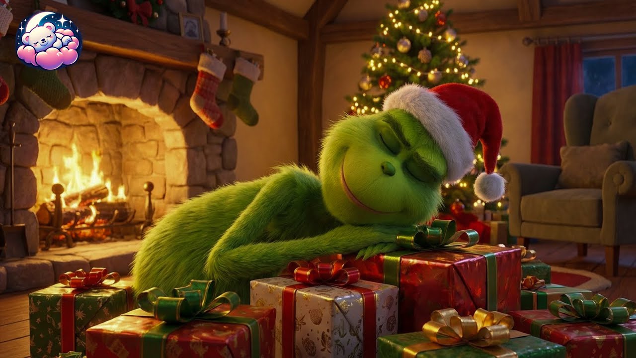 Grinch's Fireside Christmas Feast ❄️ Soft Piano Instrumentals & Vintage Carols for Cozy Winter Night