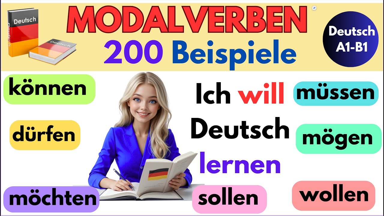 Deutsch lernen A1-B2 – 200 Modalverben-Sätze aus dem Alltag 🔥📚