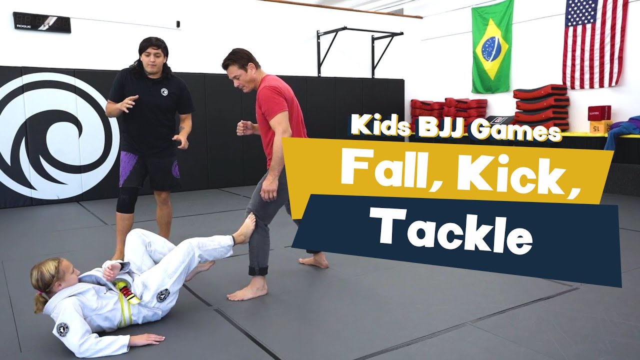 Kids BJJ Game: Fall, Kick, Tackle