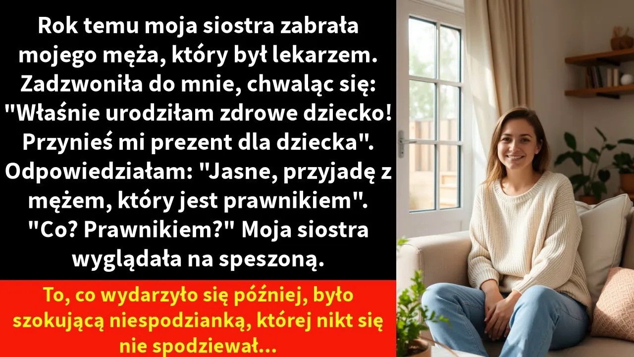 Rok temu moja siostra zabrała mojego męża, który był lekarzem. Zadzwoniła do mnie, chwaląc się:
