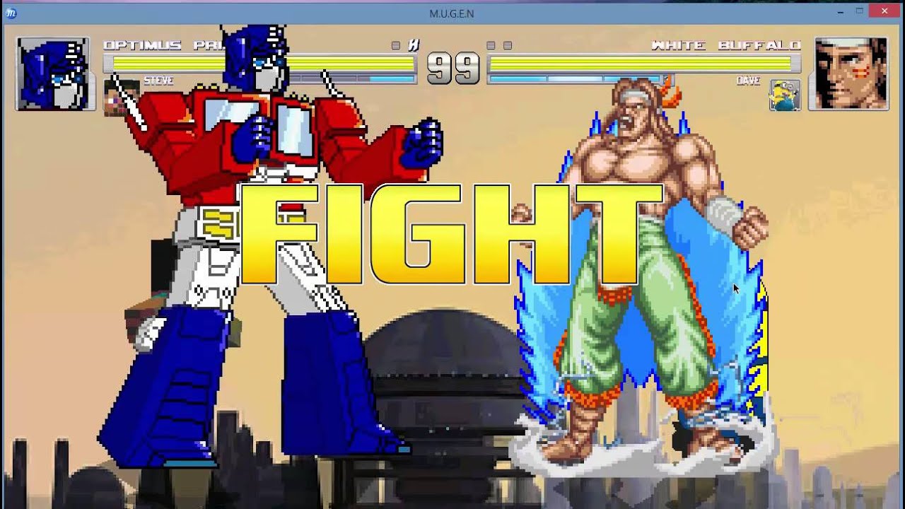 M.U.G.E.N - Arcade with Optimus and Steve (Minecraft)