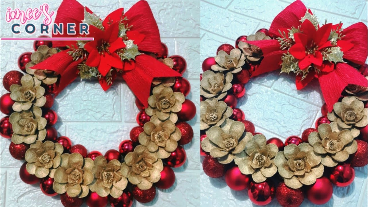 DIY Christmas Decoration from Recycled Material || Making Christmas Wreath from Egg Tray