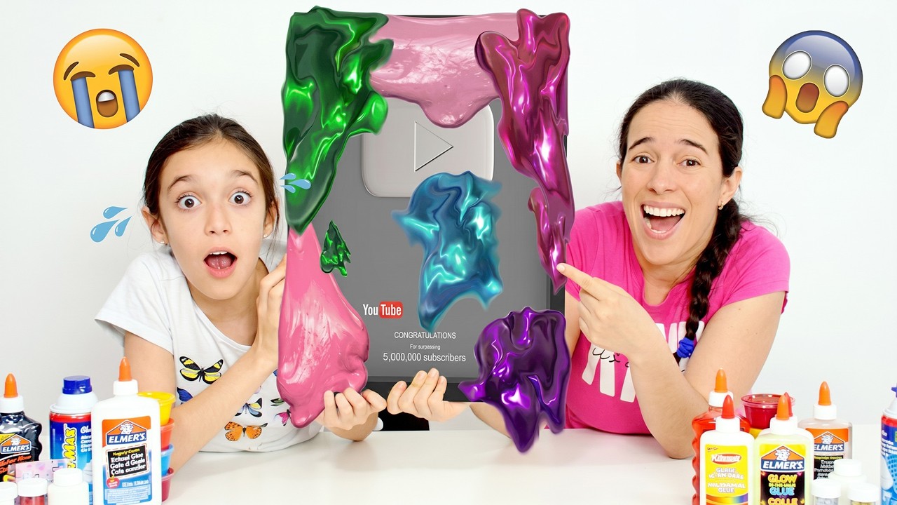COBRIMOS DE SLIME A PLACA DO YOUTUBE!? ★ Comemorando 5 milhões de amigos + SURPRESA para a Lelê