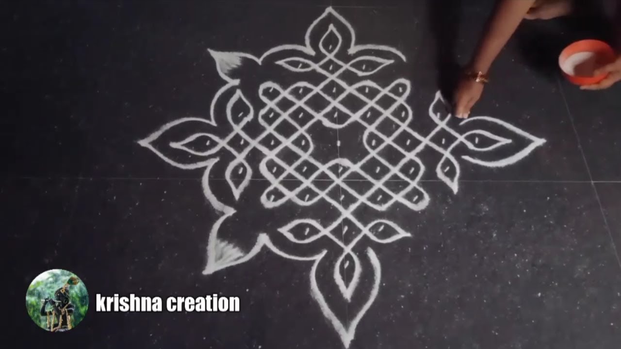 Easy sikku kolam, Kambi kolam || Melikala muggulu || Neli kolam with 9x1 dotes