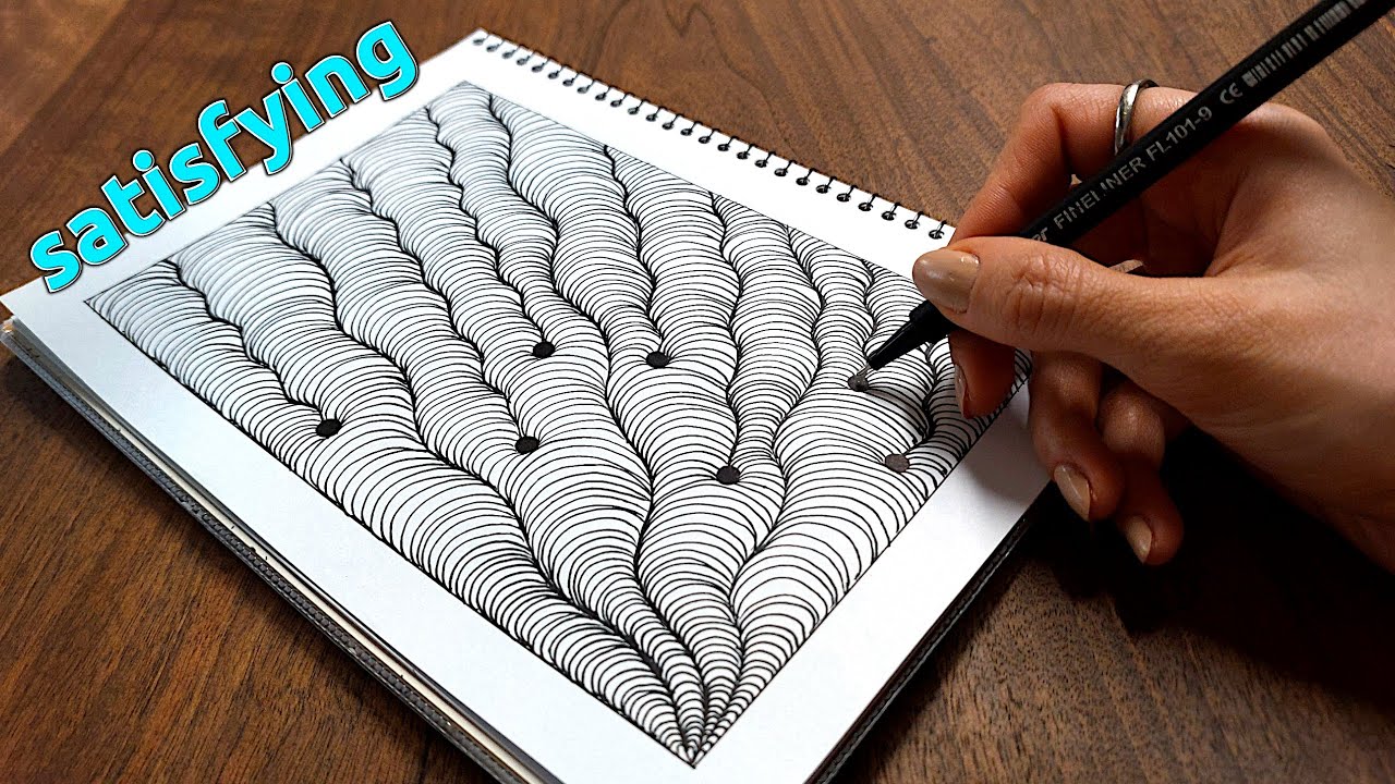 Relaxing Wave Zentangle Pattern | Easy Line Art That Feels Hypnotic | Zentangle art step by step 