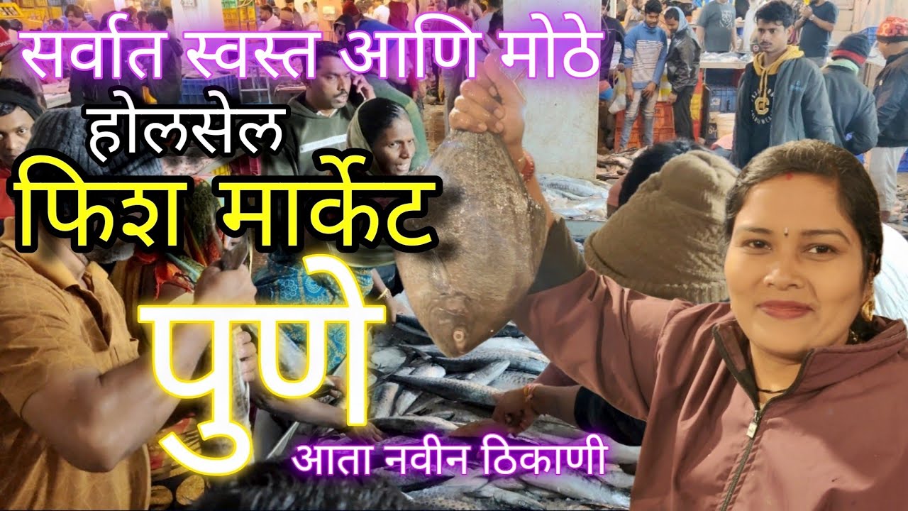 पुण्यातील सर्वात स्वस्त आणि मोठे होलसेल फिश मार्केट , आता नवीन ठिकाणी ,नवीन अपडेट 🐟.