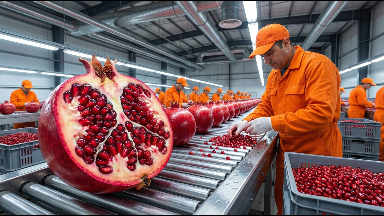 Inside the High-Speed Pomegranate Plant The SATISFYING Sorting of Modern Industrial Fruit Processing
