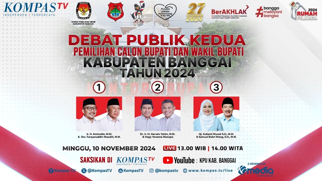 LIVE - Debat Calon Bupati dan Wakil Bupati Kabupaten Banggai 2024