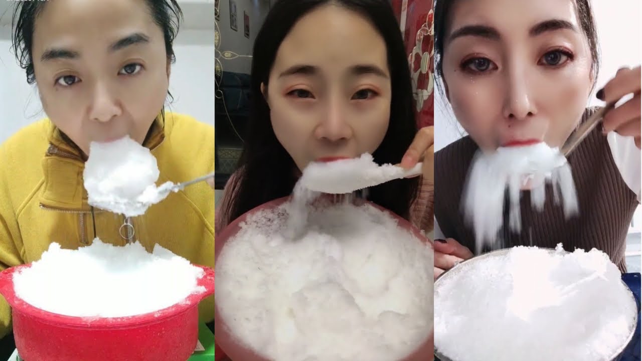 (ASMR) WHITE ICE SPOONFULS & WATERFALLS ICE EATING  | FREEZER FROST AND SHAVED ICE #7