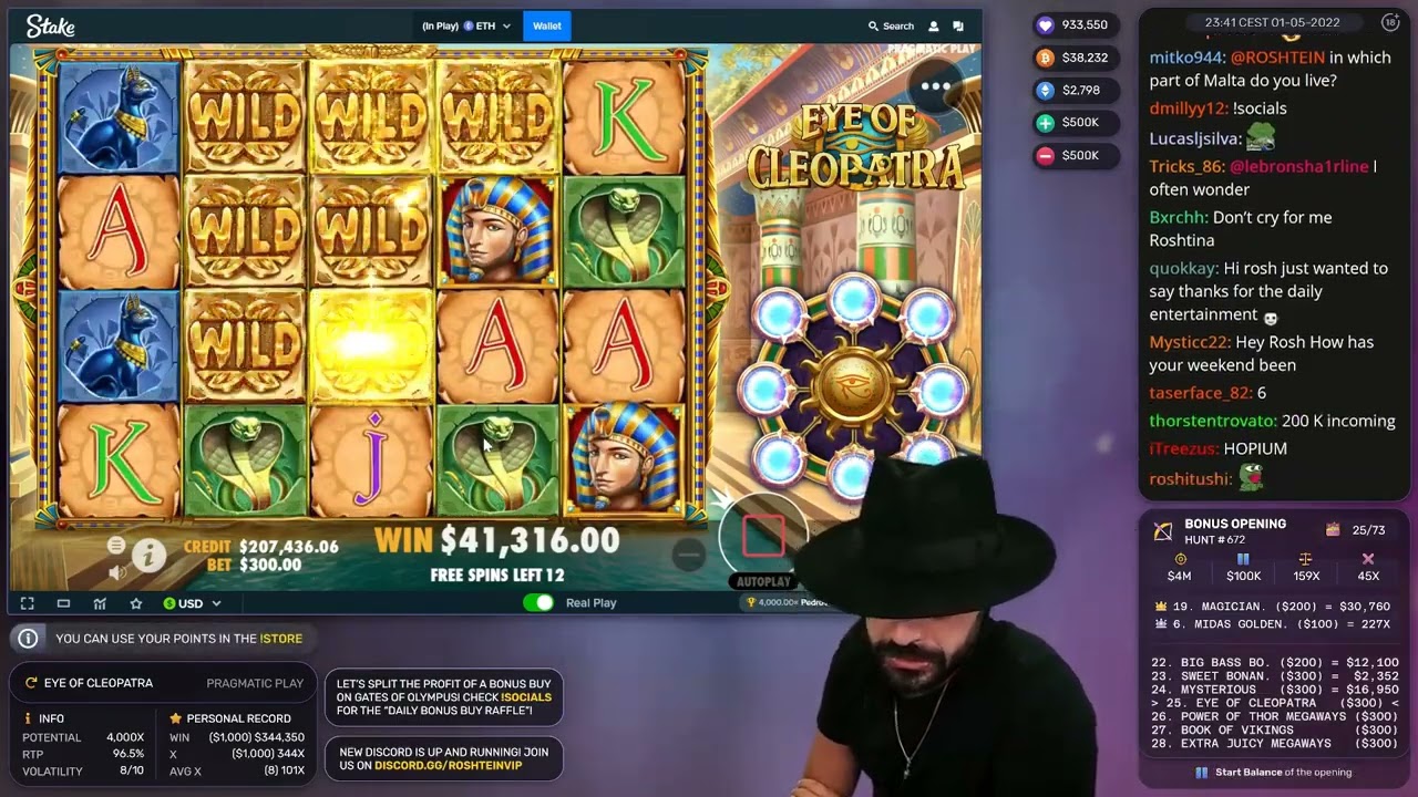 EYE OF CLEOPATRA 5 SCATTER BONUS ROSHTEIN!