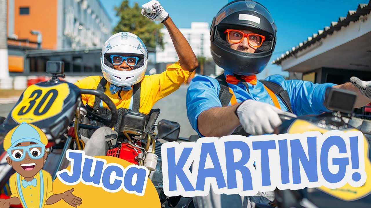 Juca and Blippi Race with Go Karts! | Learn English with Juca and Blippi! | Juca Brasil