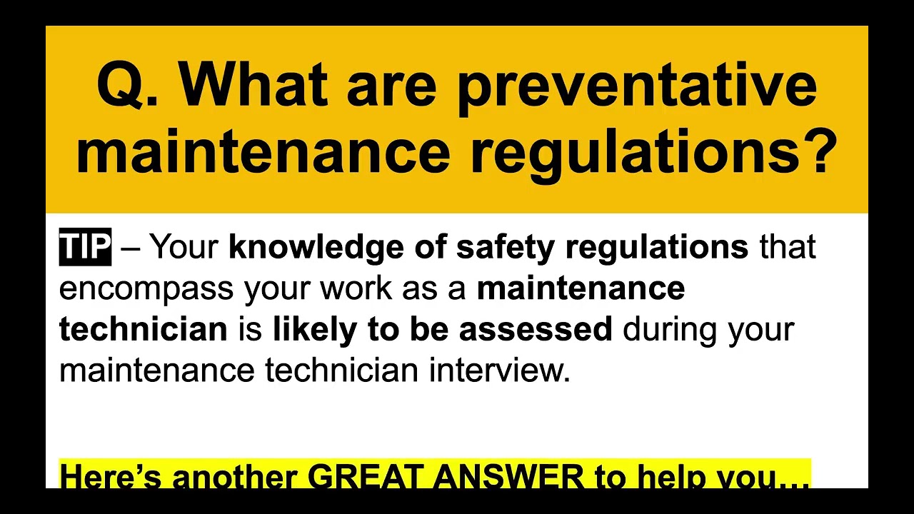 MAINTENANCE TECHNICIAN Interview Questions & Answers!