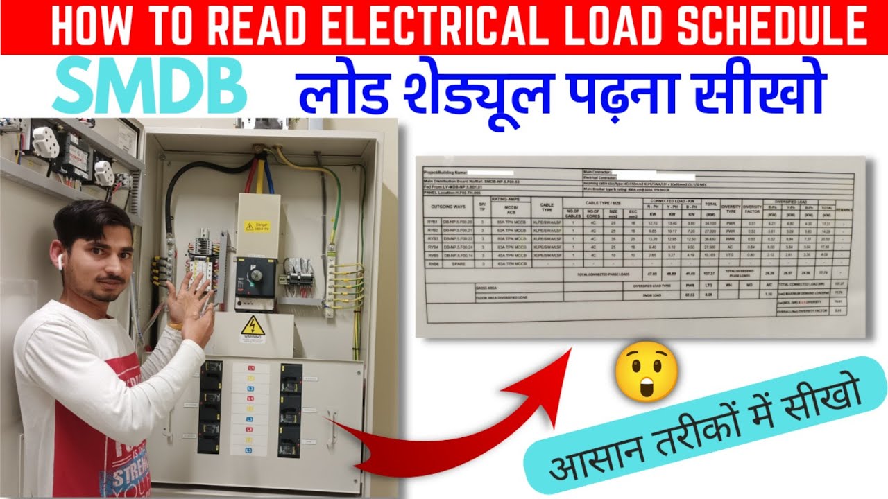 How to read electrical load schedule | SMDB load schedule | Electrical schedule drawing explaination