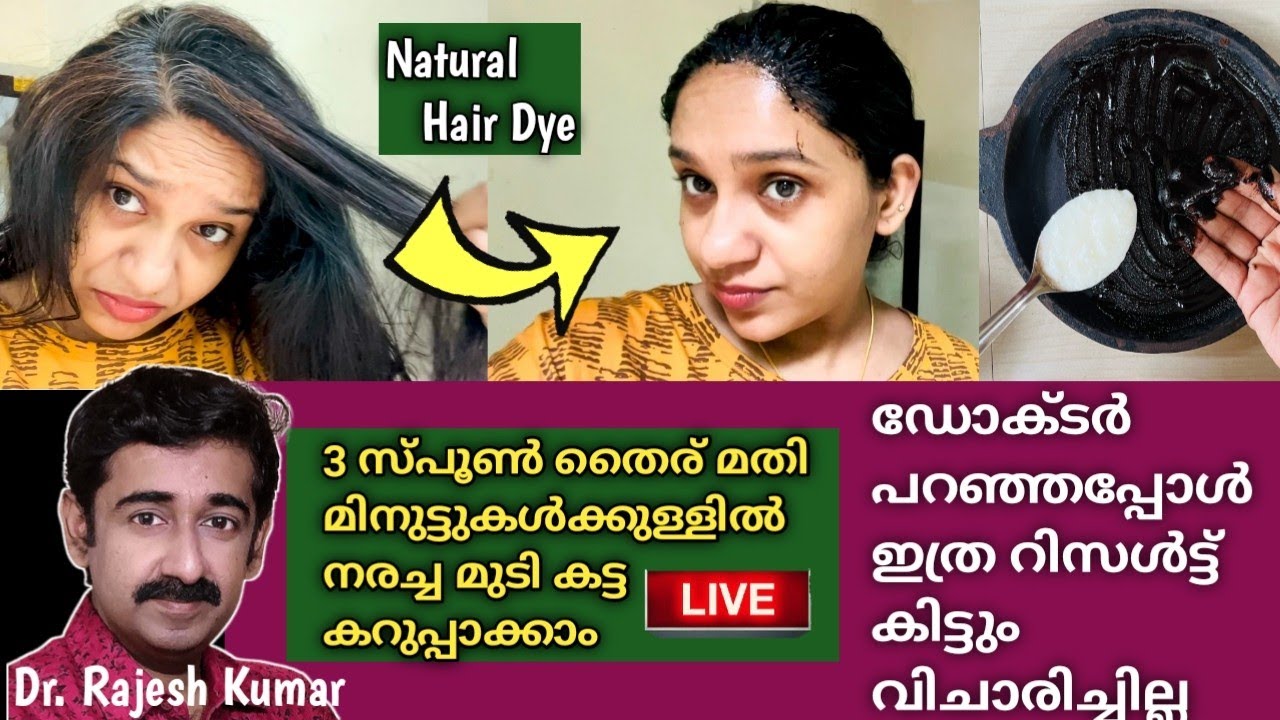 എത്ര നരച്ച മുടിയും കാക്ക കറുപ്പാക്കും 💙തൈര് മതി Tried Viral Natural dye remedy #drrajeshkumar #viral