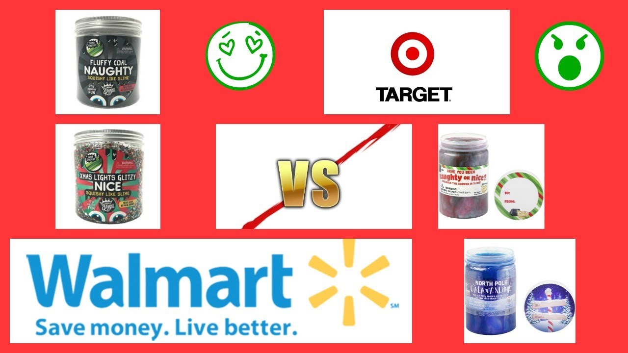 Battle of the store bought CHRISTMAS SLIMES!! TARGET VS WALMART