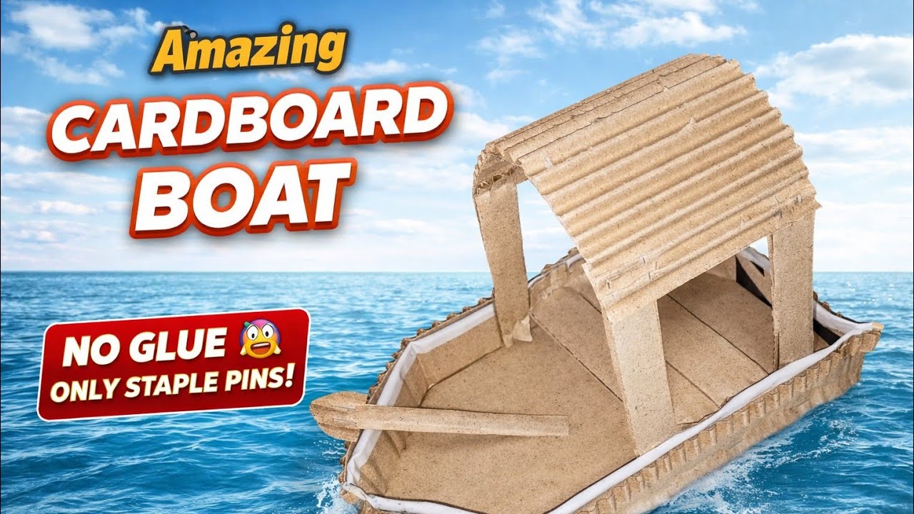 Amazing Cardboard Boat 🚤 | No Glue No Tape | Only Staple Pins
