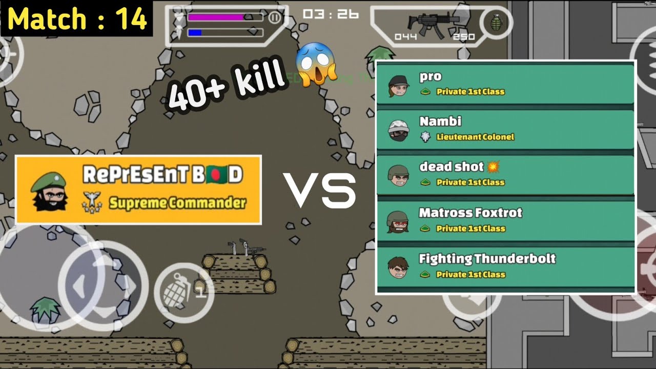 Playing with 5 noob player and kill 40+ 😱 | Match 14 | Mini Militia Pro |