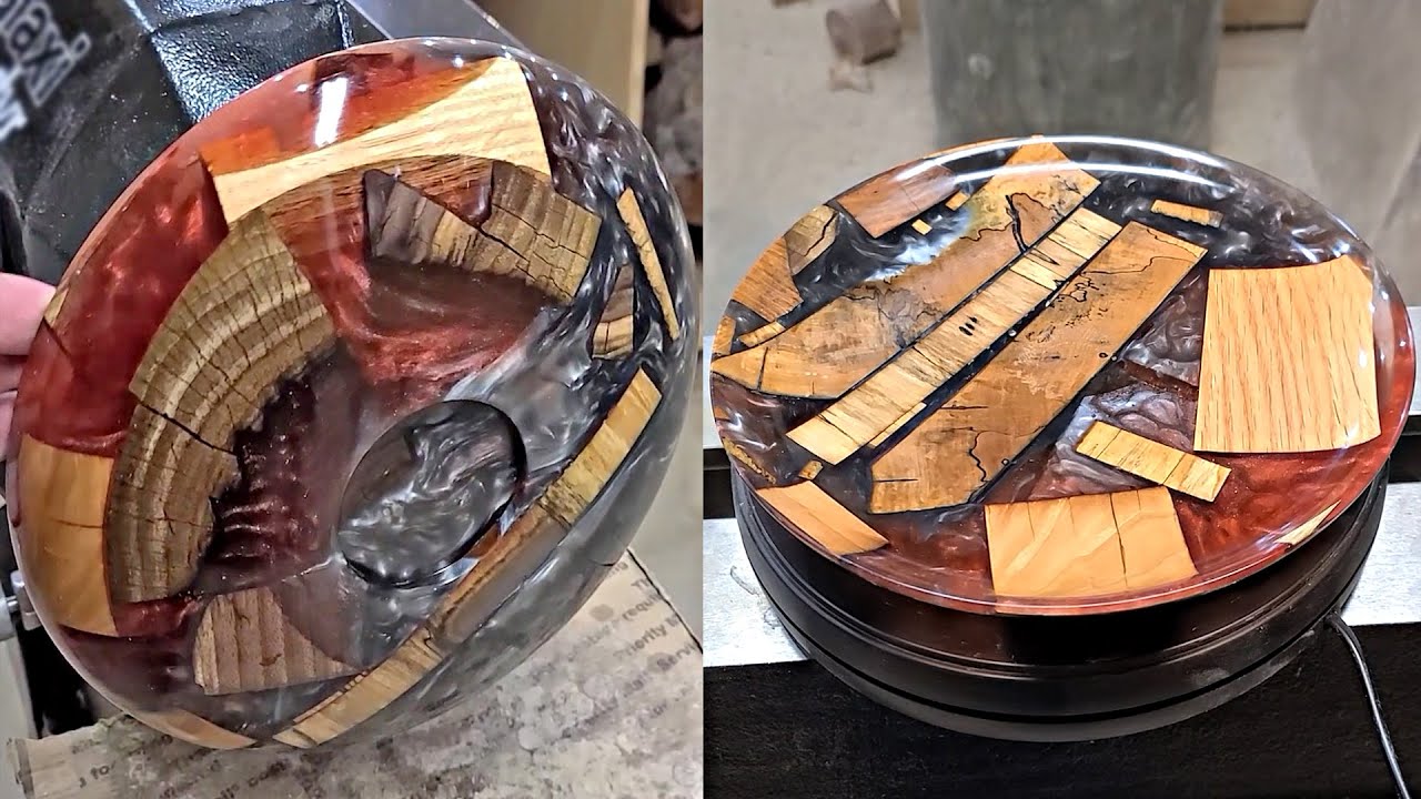 Woodturning Scrap Wood Red & Silver Epoxy Plate