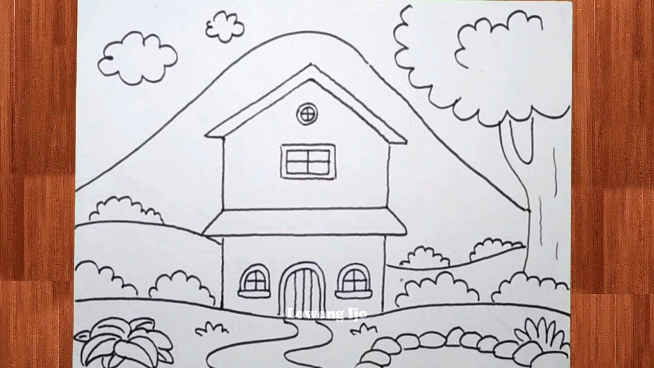 Menggambar rumah tingkat mudah simpel