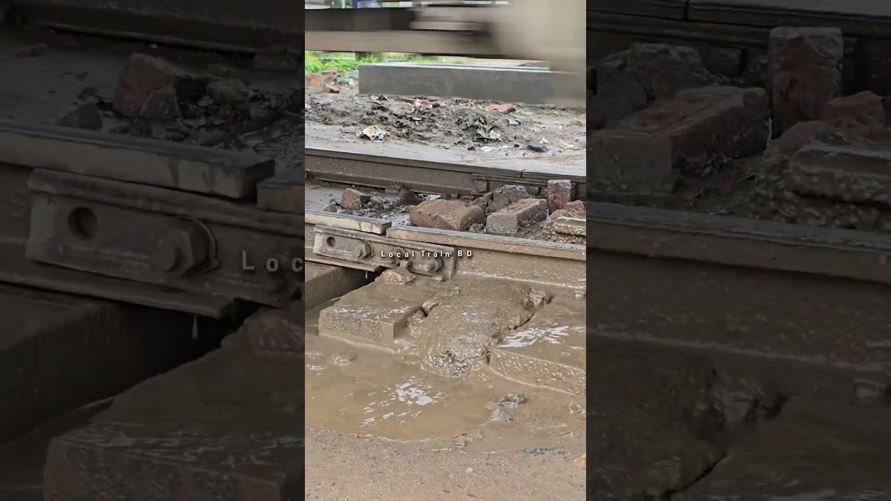 Loose Rail Joint and Wooden sleeper vibrates on clay. #railway #shorts