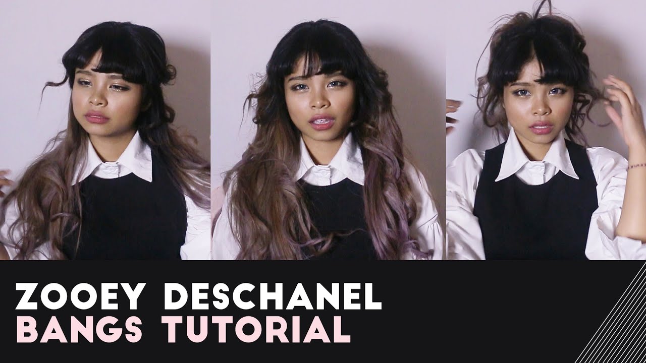 Zooey Deschanel Bangs Tutorial / How I Cut My Bangs / How To Cut Zooey Deschanel Bangs