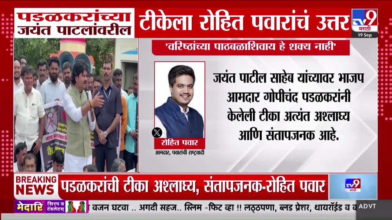 Rohit Pawar Tweet | Gopichand Padalkar यांची Jayant Patil यांच्यावरील टीका अश्लाघ्य आणि संतापजनक