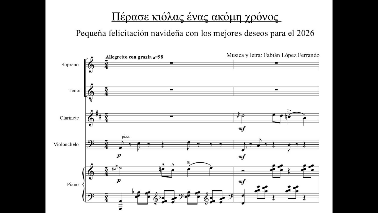 Πέρασε κιόλας ένας ακόμη χρόνος, Fabián López Ferrando (con partitura)