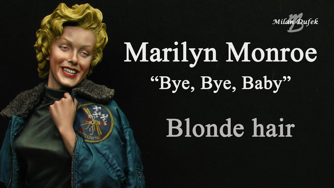 Marilyn Monroe - Painting bust - The hair - The base acrylic colour and oil layer.