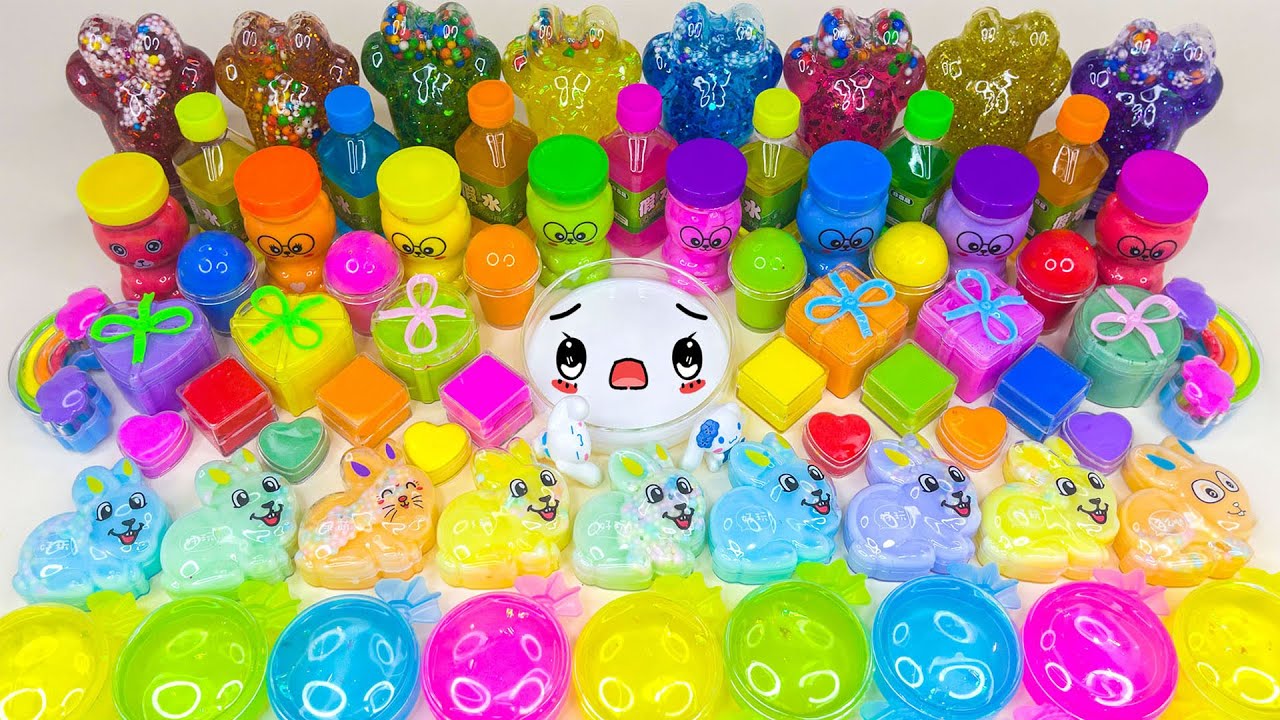 🌈 RAINBOW Rabbit Slime 🌈 Смешивание случайных чисел с глянцевым слаймом I Satisfying Slime Videos
