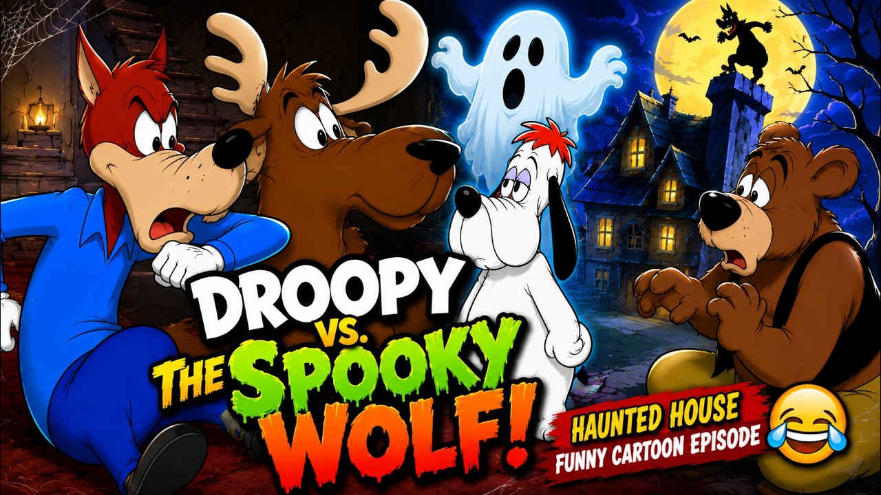 Droopy vs. The Spooky Wolf! 👻🤣 Haunted House Hilarity in This Funny Cartoon Showdown! 🏚️🐺😂