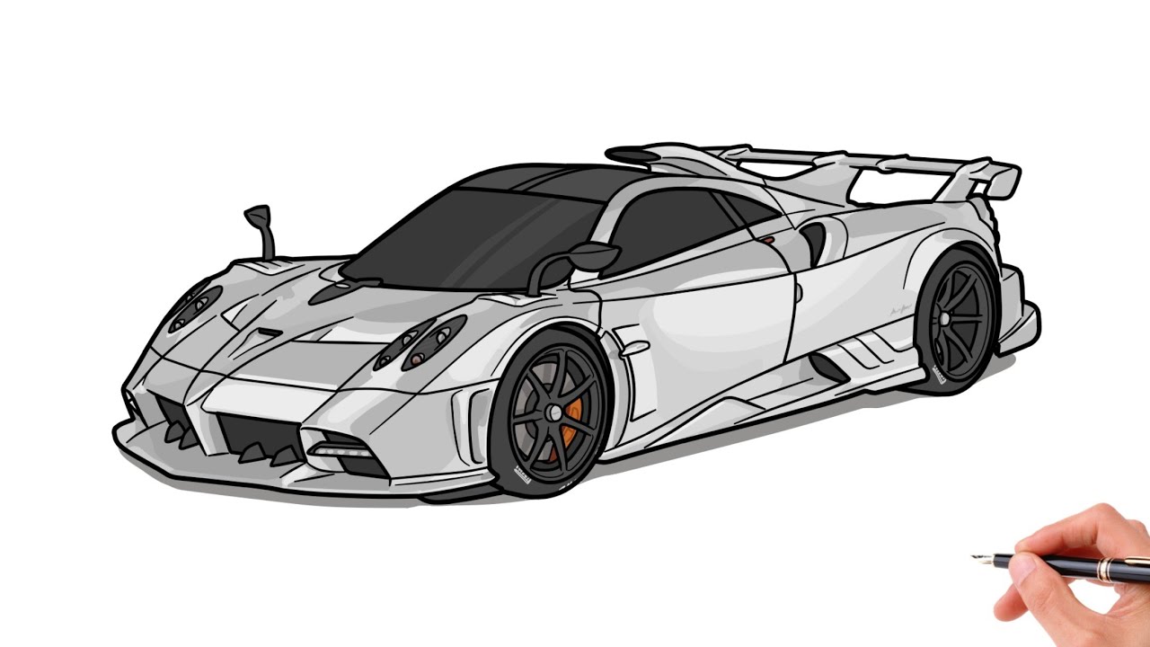 How to draw a PAGANI IMOLA / drawing pagani huayra 2021 sports car step by step