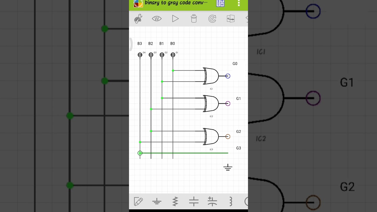 Binary to Gray code converter by using electric circuit studio app...