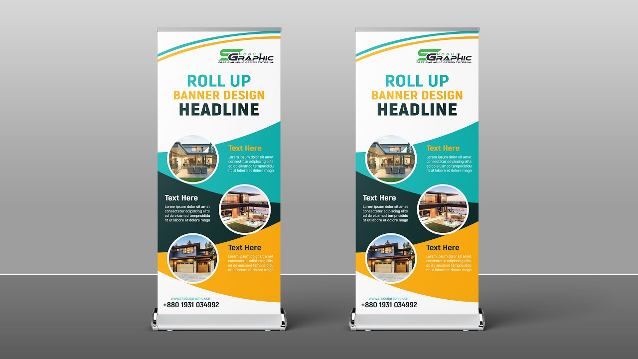 Business roll up design standard  banner template - photoshop tutorial